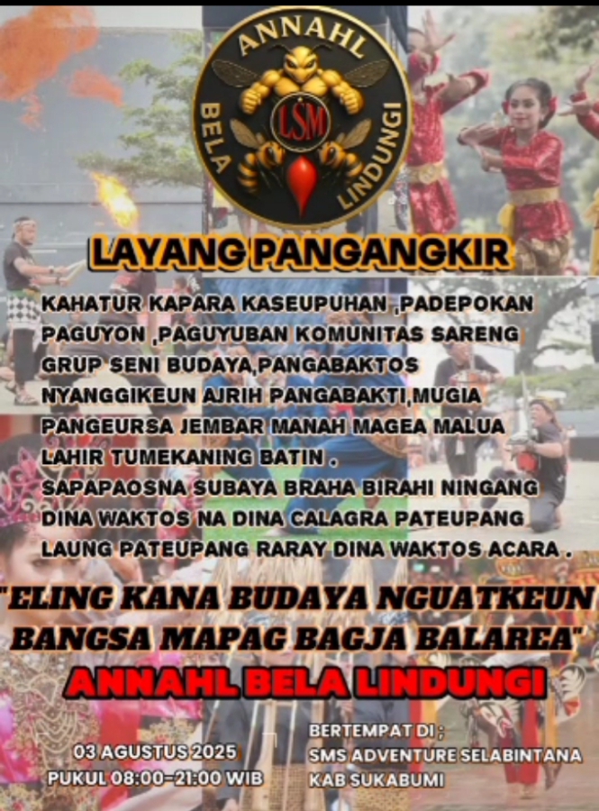 “Eling Kana Budaya, Nguatkeun Bangsa: Mapag Bagja Balare” Siap Digelar di Selabintana, Dihadiri Desy Ratnasari